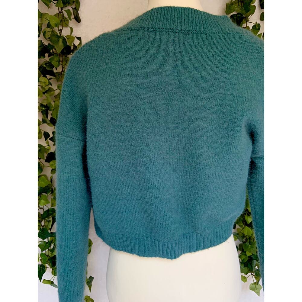 Witty Fox Blue and yellow Floral Button Up Cropped Sweater Cardigan Women’s XS - Picture 8 of 9